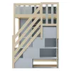 A loft bed with integrated storage and stairs, shown from the front. Voir les images du produit