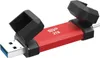A red USB flash drive with its caps open. Podgląd zdjęcia produktu