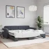 vidaXL Denná rozkladacia posteľ tmavosivá 90x200 cm zamat Náhľad obrázku produktu 2