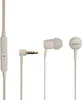 A white Sony MH750 headset is displayed against a white background, showing the earbuds, the audio jack, and the in-line control. Produktbild-Vorschau