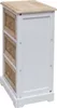 A three-drawer chest of drawers with a wooden top and rattan drawer fronts. Anteprima dell’immagine prodotto