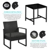 A table and chair set with descriptive text and close-up images of features. Podgląd zdjęcia produktu