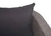 A close-up view of a dark gray cushion on a gray woven outdoor chair. Produktbild-Vorschau