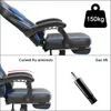 Gaming Drehstuhl schwarz/blau mit Fußstütze, 140° Neigung, Produktbild-Vorschau 5