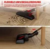 Two images showing a vacuum cleaner head demonstrating its flexibility under furniture. Produktbild-Vorschau