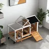 PawHut Clapier cage à lapins rongeurs sur roulettes 2 Voir les images du produit 9