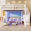 Merax Hochbett 90x200 cm, Etagenbett mit LED, Kinderbett, Produktbild-Vorschau 2
