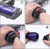 Four panels show how to clean a vacuum cleaner attachment. Náhled obrázku produktu