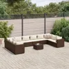 11-tlg. Garten-Lounge-Set mit Kissen Braun Poly Rattan - Produktbild-Vorschau 1