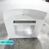 A white reception desk with a curved top and an open shelf area. Anteprima dell’immagine prodotto