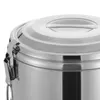 Close-up of the lid and side of a stainless steel insulated bucket. Podgląd zdjęcia produktu