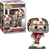 A Funko Pop! vinyl figure of Christian McCaffrey of the San Francisco 49ers, shown both in its packaging and displayed outside of it. Produktbild-Vorschau