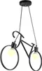 A black bicycle-shaped pendant light with two light bulbs. Podgląd zdjęcia produktu