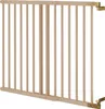 A wooden baby gate with metal hinges, shown against a white background. Produktbild-Vorschau