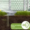 A diagram showing how ground stakes anchor a fence post into the soil, with text and icons indicating durability and wind resistance. Náhled obrázku produktu