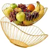Cesto portafrutta dorato in metallo, organizer decorativo Anteprima dell’immagine prodotto 3