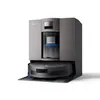 A robot vacuum cleaner and its charging/emptying station are shown against a white background. Produktbild-Vorschau