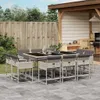 vidaXL 11-tlg. Garten-Essgruppe mit Kissen Hellgrau Poly Produktbild-Vorschau 2