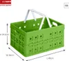 A green collapsible storage basket with white handles, shown from a diagonal angle. Produktbild-Vorschau