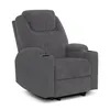 A gray recliner chair with cup holders on a white background. Náhled obrázku produktu