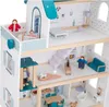 A detailed view of a multi-story dollhouse with miniature furniture and dolls. Anteprima dell’immagine prodotto