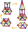 A collage of magnetic building blocks forming different structures, showing transformation steps. Náhled obrázku produktu