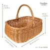 A woven basket with dimensions indicated by measurement lines and text. Produktbild-Vorschau