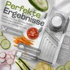 Tomaten, Zucchini und Gurken in dünnen Scheiben, geriffelte Kartoffelscheiben und gerade Julienne. Produktbild-Vorschau