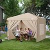 A family is enjoying a meal under a beige canopy in a backyard. Podgląd zdjęcia produktu