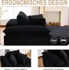 A collage of images showing a black corduroy sofa, including close-ups and detail shots. Náhled obrázku produktu