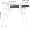 A line drawing of a console table with dimensions indicated. Náhľad obrázku produktu