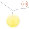 A single yellow paper lantern light on a string against a white background. Produktbild-Vorschau