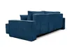 A blue corduroy sofa shown from the back and side. Voir les images du produit