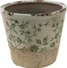 Clayre & Eef Blumentopf Ø 12x10 cm Grün Weiß Keramik Produktbild-Vorschau 1