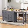 A kitchen island with an extendable countertop is shown in a kitchen setting. Voir les images du produit