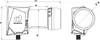 Technical drawings with dimensions of a satellite LNB. Podgląd zdjęcia produktu
