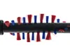 Close-up of a vacuum cleaner brush roll with red and blue bristles. Produktbild-Vorschau