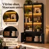 Vitrine Schwarz mit 2 Glastüren und 2 Türen, 80 x 40 x 170 Produktbild-Vorschau 2