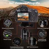 A camera tripod with a DSLR camera mounted on it, with various parts labeled with text. Anteprima dell’immagine prodotto