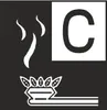 A graphic with a fire extinguisher symbol and the letter C. Náhled obrázku produktu