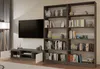 A living room scene with a TV and a bookshelf. Voir les images du produit