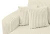 A close-up view of a beige corduroy sofa with two throw pillows. Produktbild-Vorschau