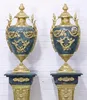 Casa Padrino Barock Vasen mit Marmor Säulen Set Blau / Gold Produktbild-Vorschau 2