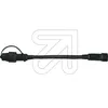 A black cable with connectors on both ends, presented on a white background with a large, translucent logo overlay. Produktbild-Vorschau