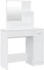 A white vanity table with a mirror and shelves. Anteprima dell’immagine prodotto