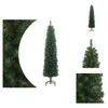 A collage of images showing a slim artificial Christmas tree from different angles and close-ups of its needles. Podgląd zdjęcia produktu