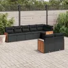 8-tlg. Garten-Sofagarnitur mit Kissen Schwarz Poly Rattan Produktbild-Vorschau 2