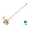 A wooden dinosaur push toy with a long handle on a white background. Anteprima dell’immagine prodotto