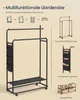 A marketing image showing a multifunctional wardrobe with various components and features. Produktbild-Vorschau