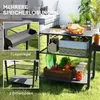 A multi-level serving cart with food and drinks on it, set up outdoors on a lawn. Produktbild-Vorschau